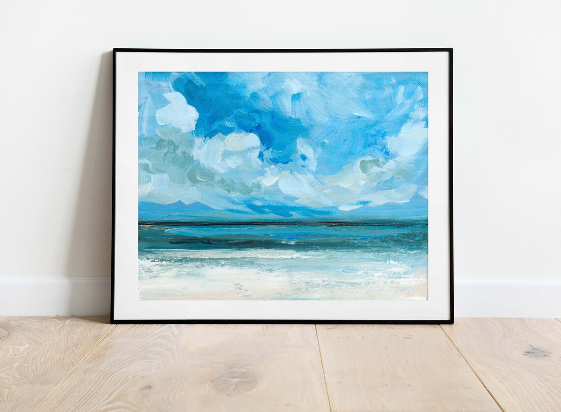 Ocean Nautical Art Print, Abstract Beach Art