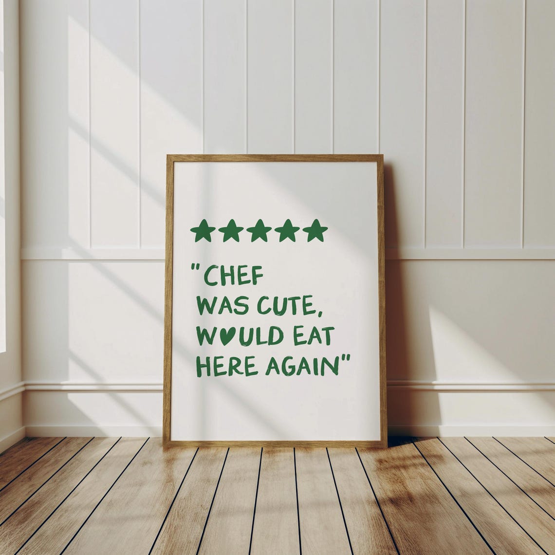 Chef Was Cute Would Eat Here Again Green Star Review Wall Poster - Image 3
