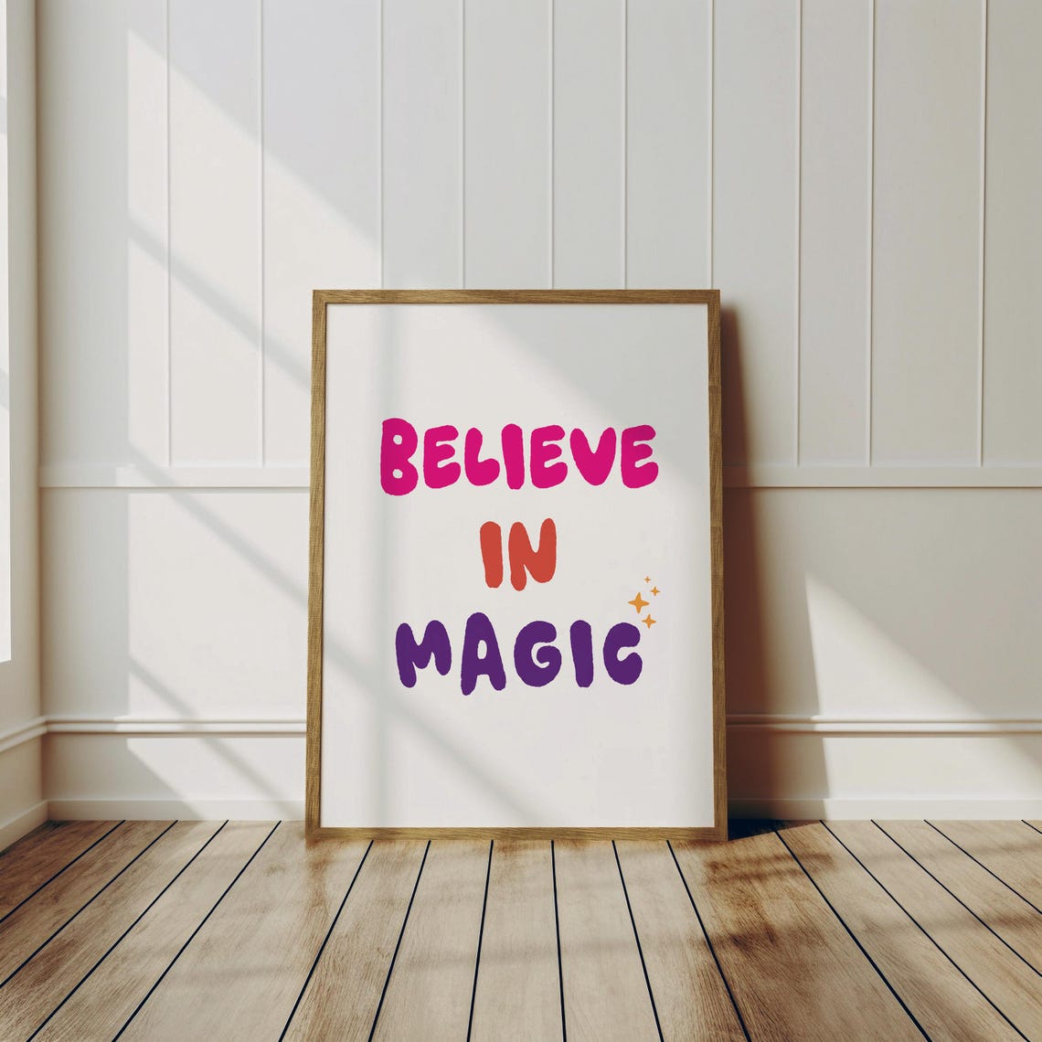 Believe In Magic Pink Purple Bubble Poster Kids Room Whimsical Art - Image 3