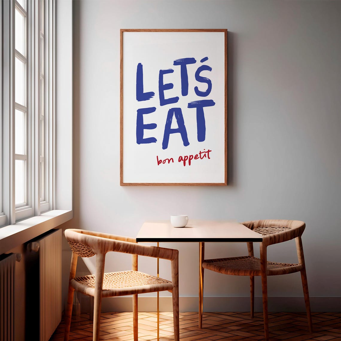 Lets Eat Bon Appetit Blue Kitchen Poster French Bistro Style Art - Image 2