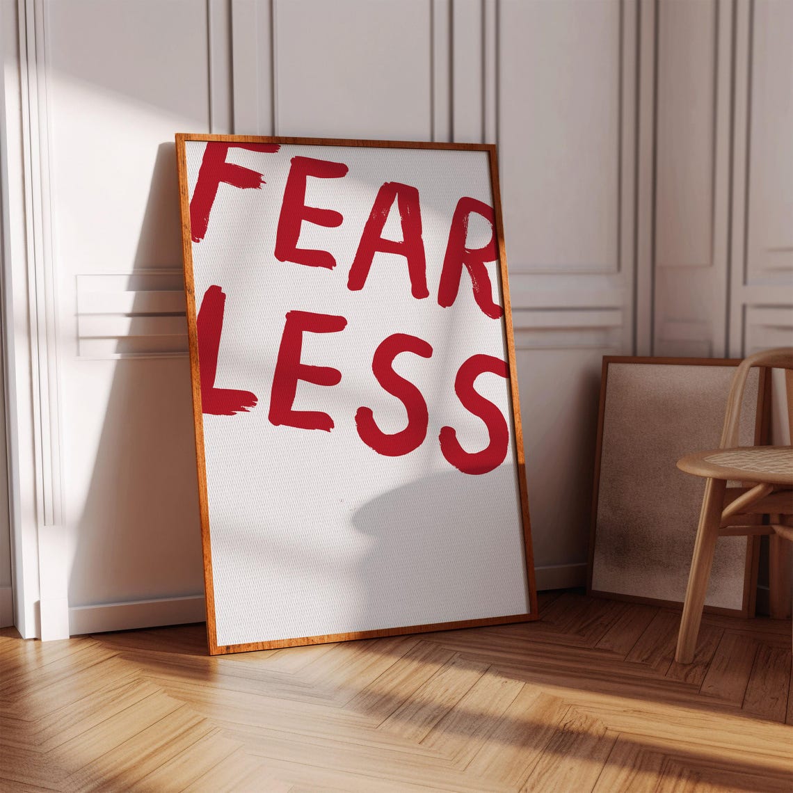 Fear Less Bold Red Brush Lettering Motivational Minimalist Poster - Image 3