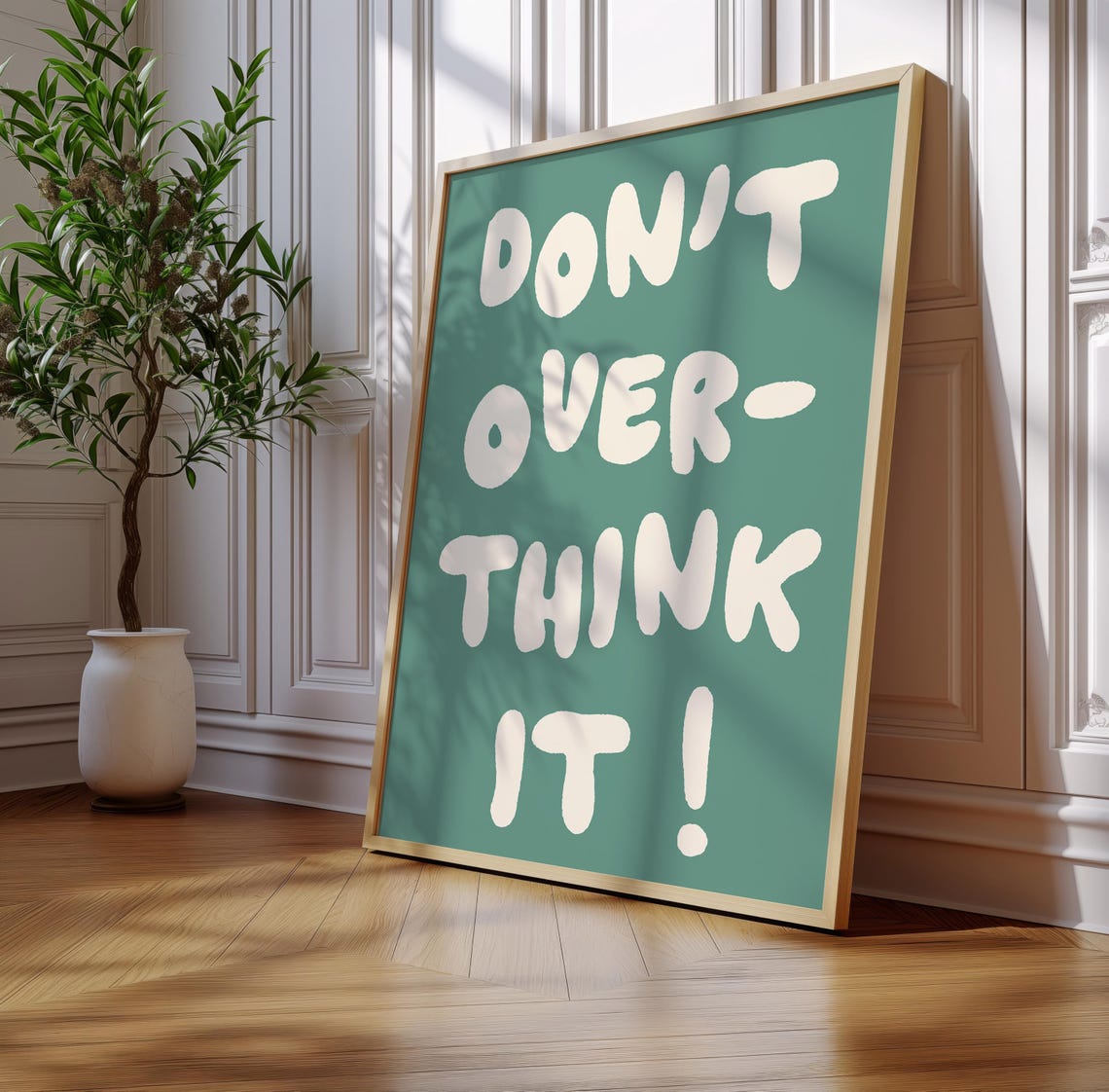 Dont Overthink It Teal Bubble Letter Encouragement Wall Poster - Image 3
