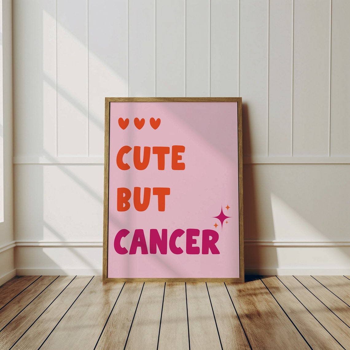 Cute But Cancer Zodiac Pink Gradient Bubble Letter Wall Poster - Image 3