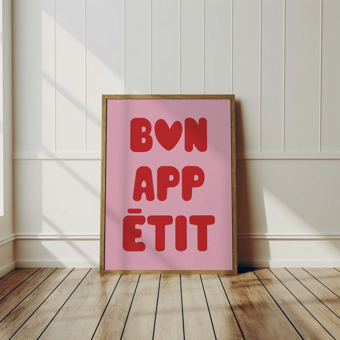 Bon Appetit Red Bubble Letters Pink French Kitchen Saying Poster - Image 2