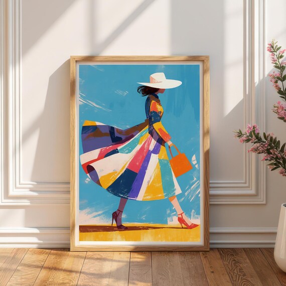 Abstract Figure Illustration Walking Lady, Modern Decor