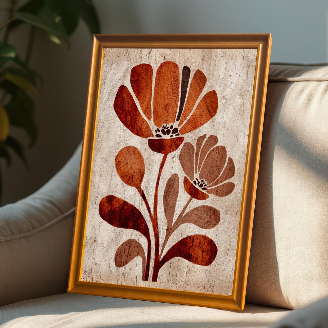 Minimalist Terracotta Floral Art Print