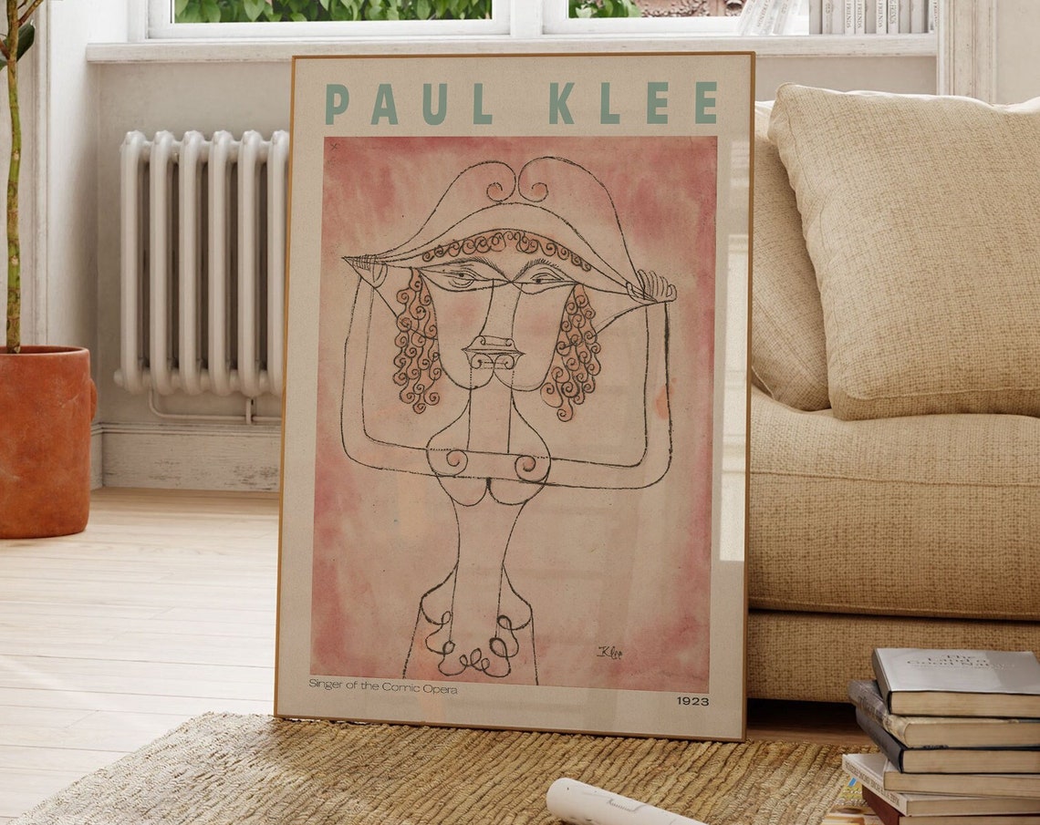 Paul Klee Singer Of Comic Opera 1923 Line Portrait Gallery Poster