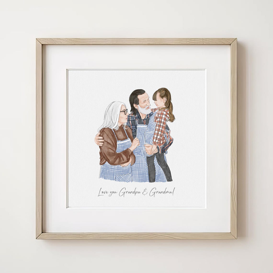 Grandparents Gift Custom Family Portrait Painting Grandma Gift Grandpa Gift Miniature Portrait Grandparents Wall Art Custom Painting