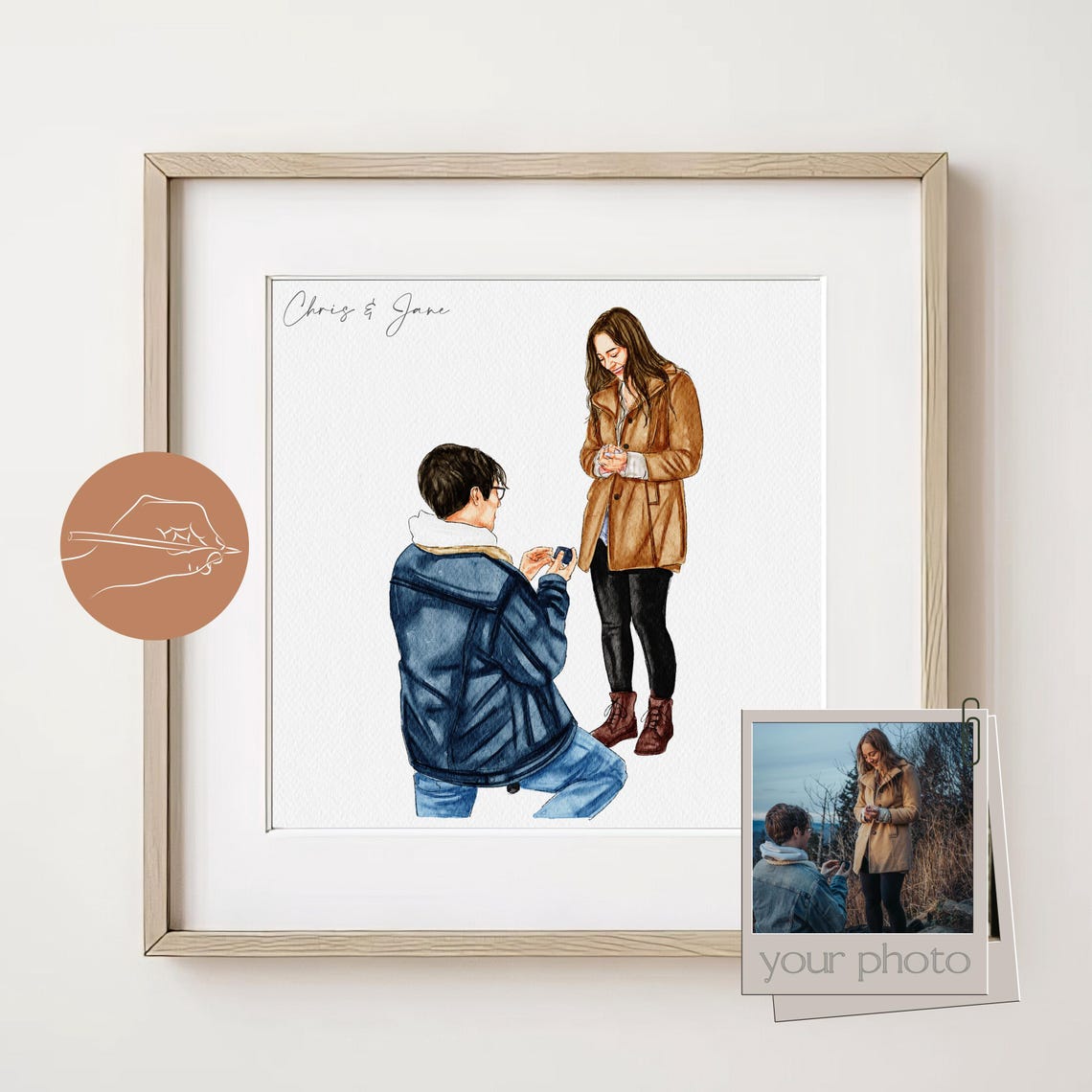 Birthday Gift For Dad Father Grandpa Custom Portrait Father Daughter Son Kids Painting Portrait From Photo Custom Family Portrait Drawing - Image 2