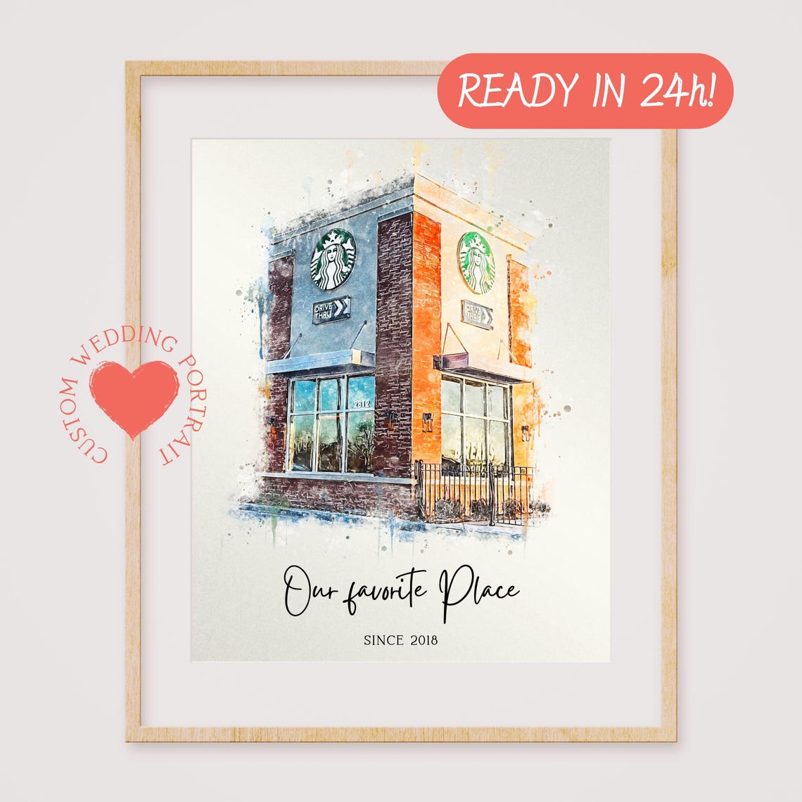 Frostys Coffee and Donuts Watercolor Storefront Portrait Poster - Image 3