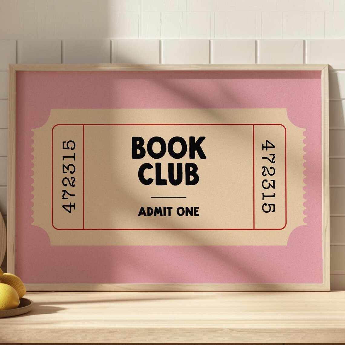 Book Club Retro Ticket Library Reader Art Print