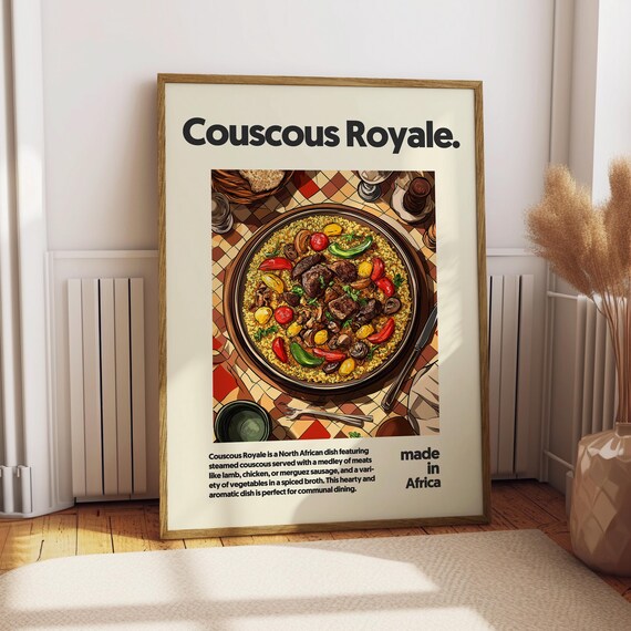 Couscous Royale North African Feast Bold Retro Kitchen Food Poster