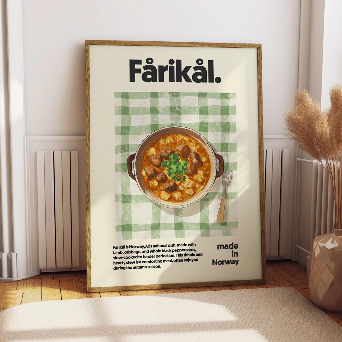 Fårikål Norwegian Lamb Cabbage Stew Food Poster Kitchen Wall Decor Art