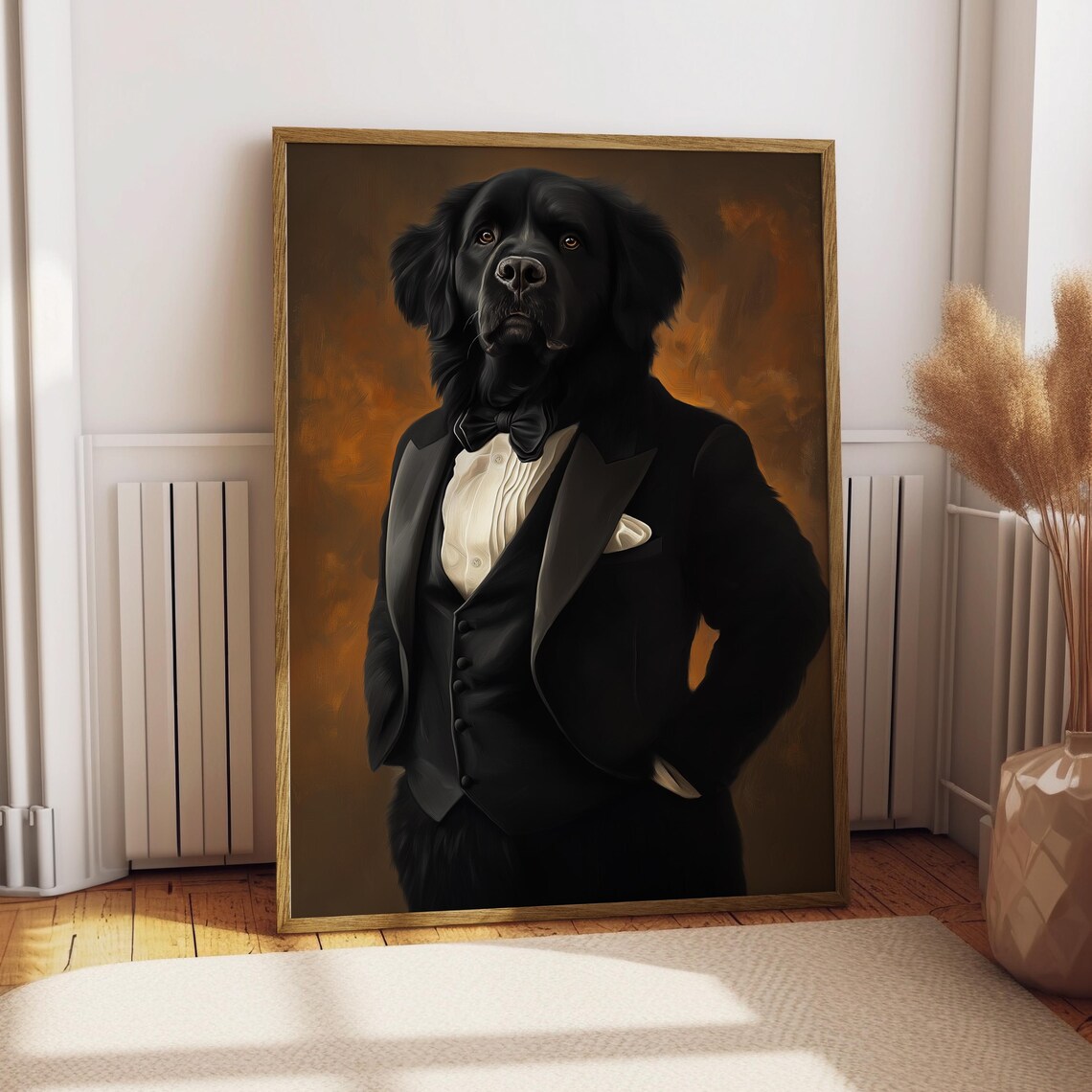 Newfoundland Dog in Tuxedo Bow Tie Gentle Giant Formal Pet Poster
