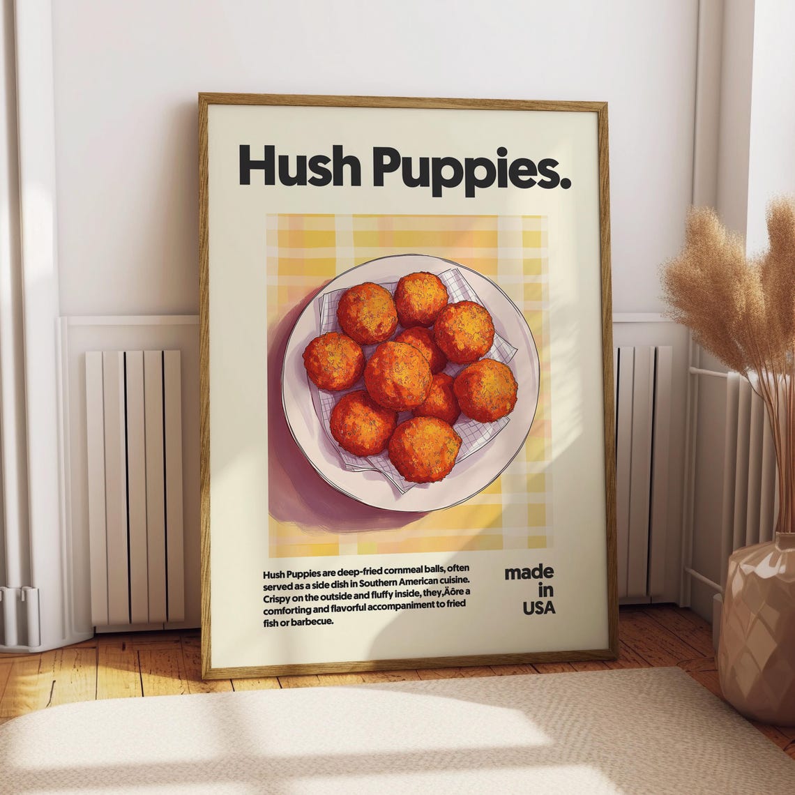 Hush Puppies Southern Cornmeal Balls Kitchen Food Decor Poster