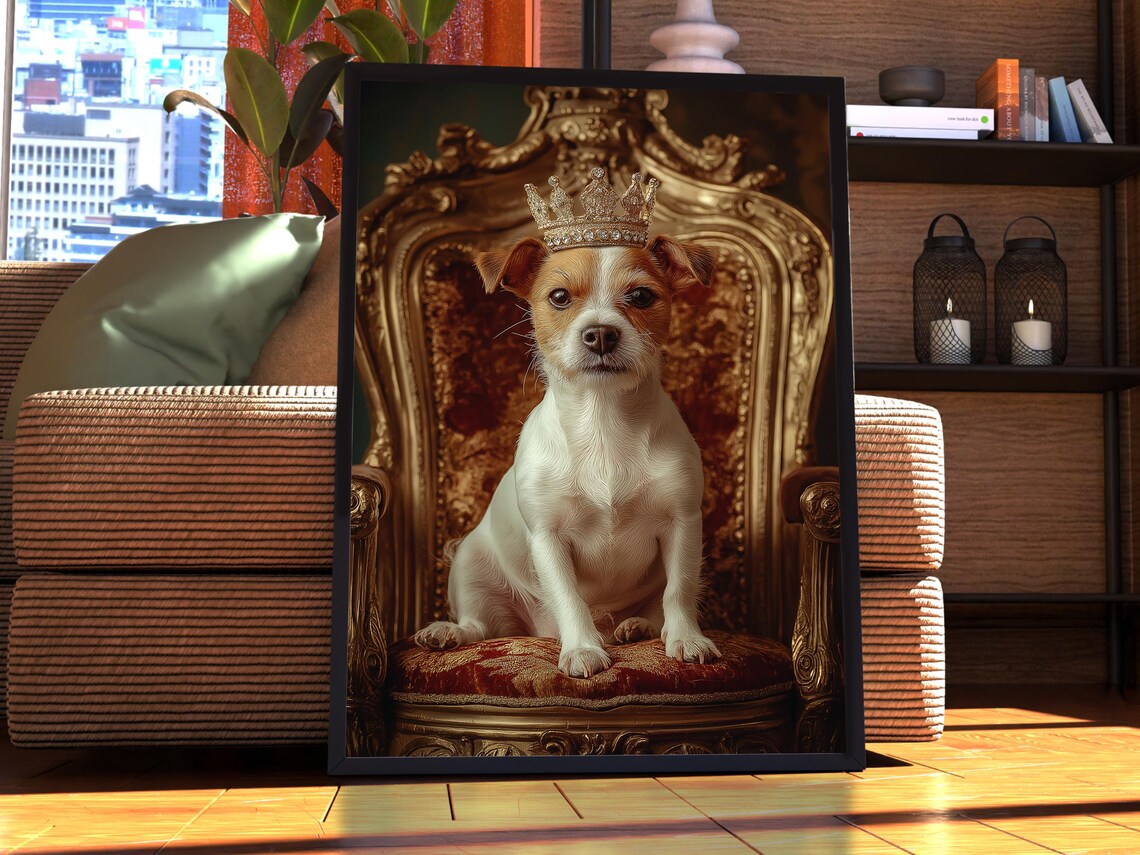 Jack Russell Terrier Royal Throne Portrait Crowned Dog Poster