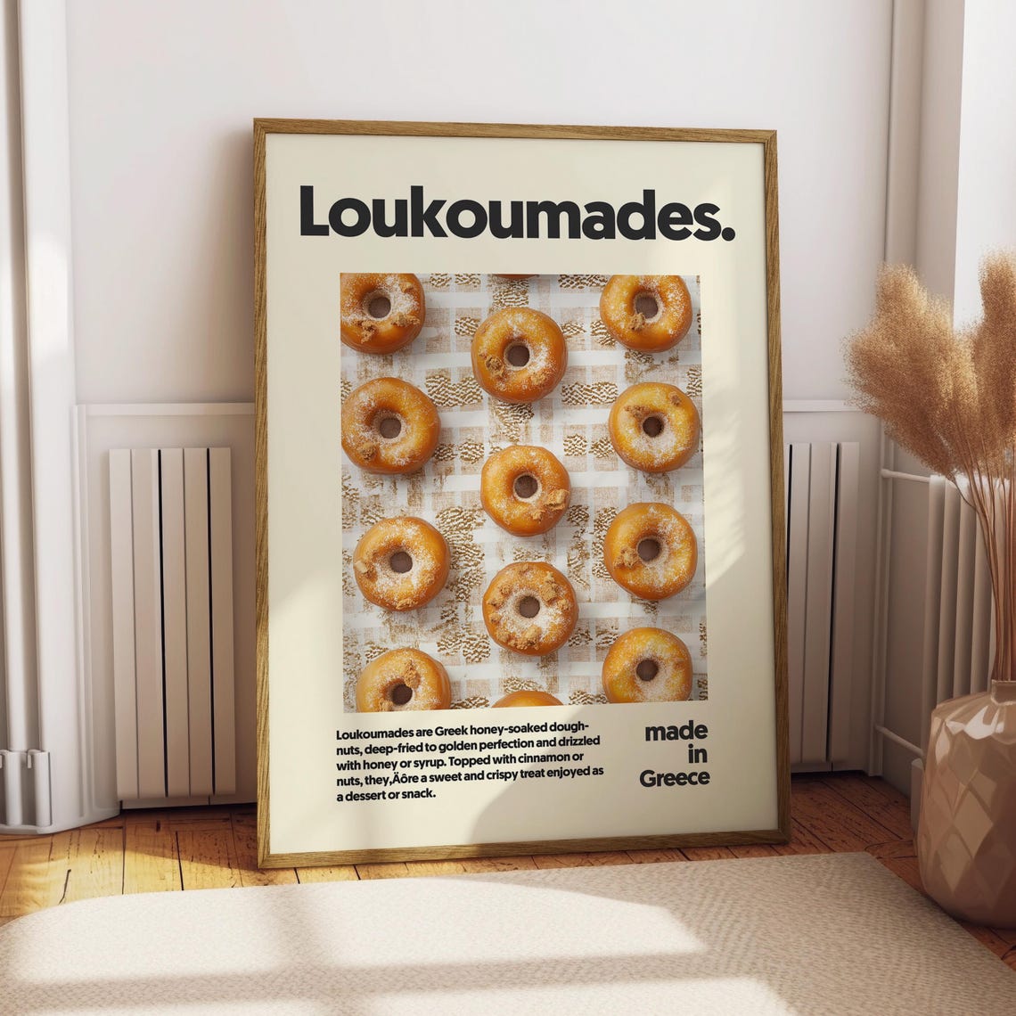 Loukoumades Greek Honey Doughnuts Made In Greece Retro Food Poster