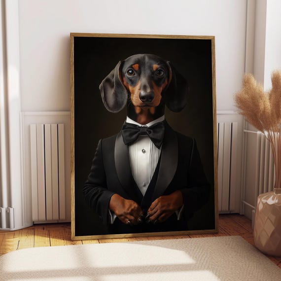Dachshund Suit Portrait Dog Poster Pet Custom Art Gift For Lover Funny
