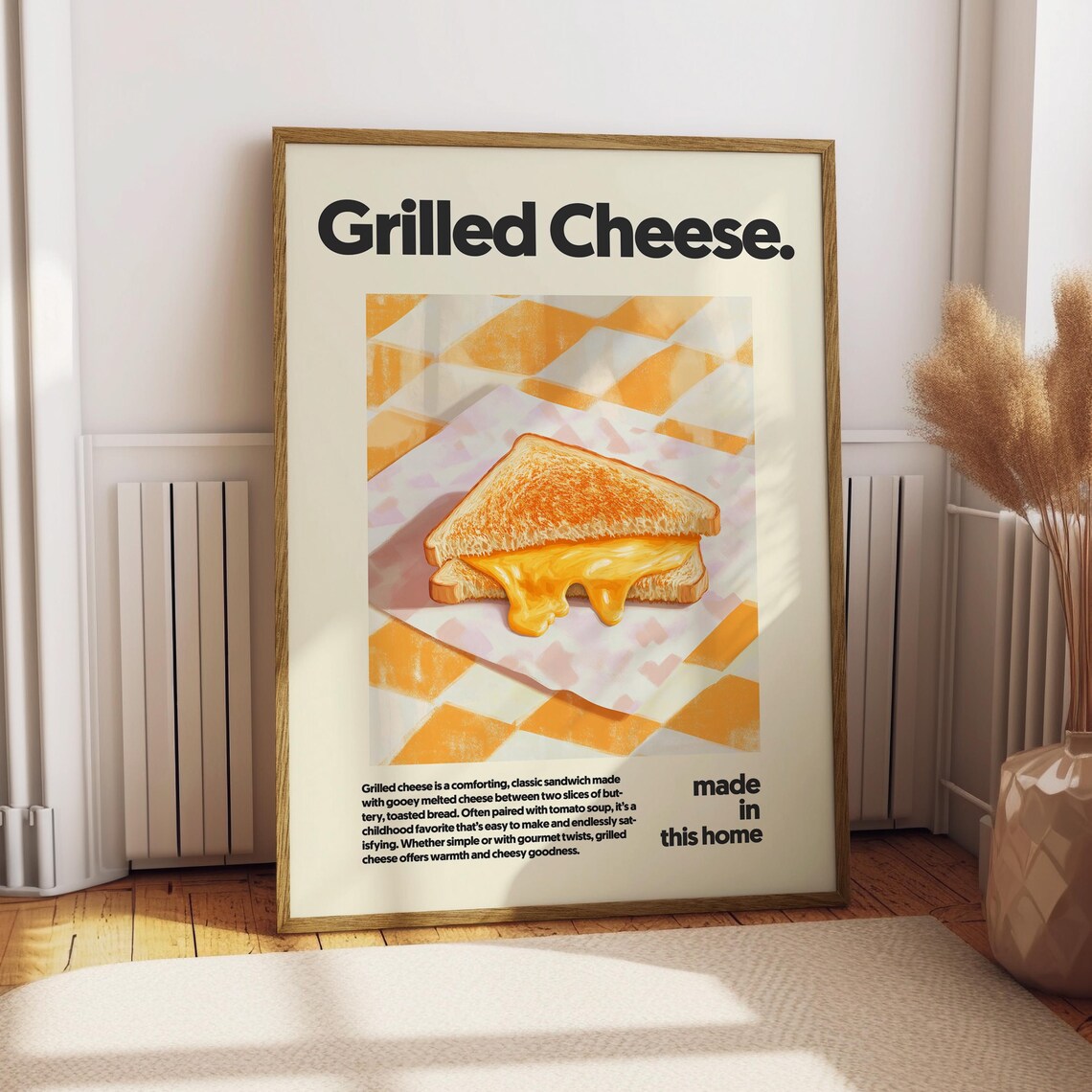 Grilled Cheese Poster, Kitchen Food Art Print Gift