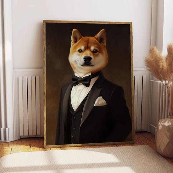 Shiba Inu Suit Portrait Dog Poster Pet Custom Art Gift For Lover Funny