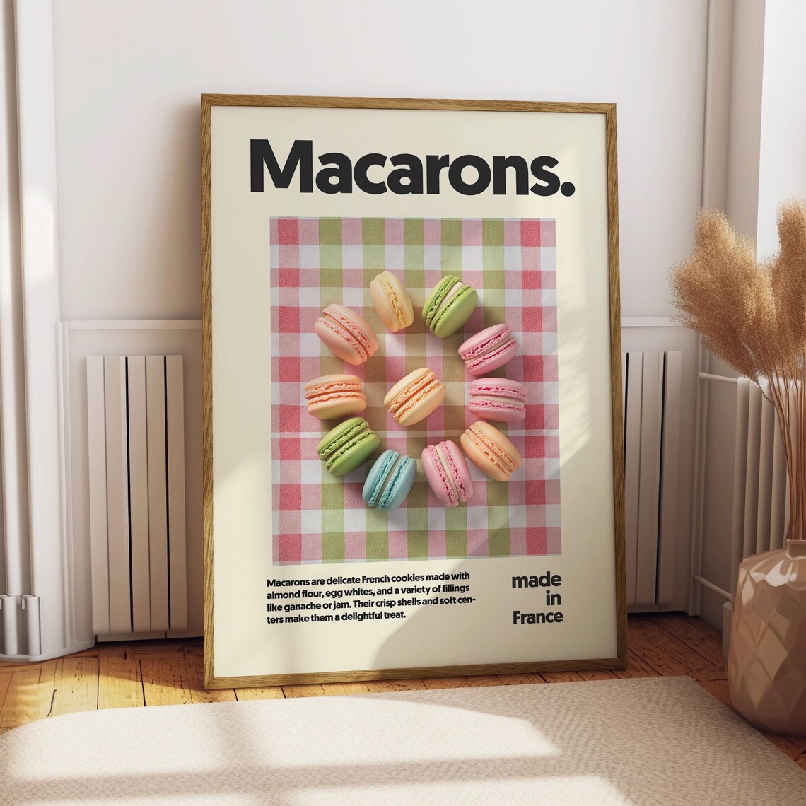Macarons French Colorful Cookies Made In France Retro Food Poster