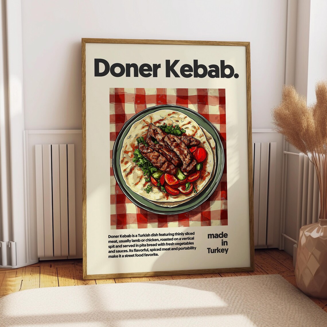 Doner Kebab Turkish Street Food Retro Kitchen Home Decor Poster