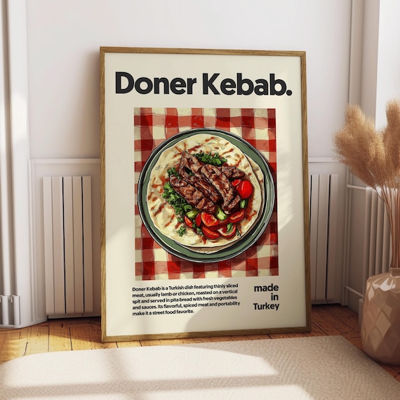 Doner Kebab Turkish Street Food Retro Kitchen Home Decor Poster