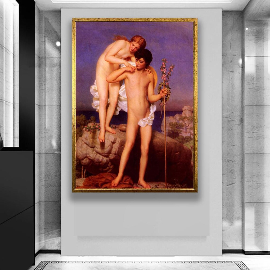 Love And The Pilgrim Romantic Classical Painting Vintage Art Poster