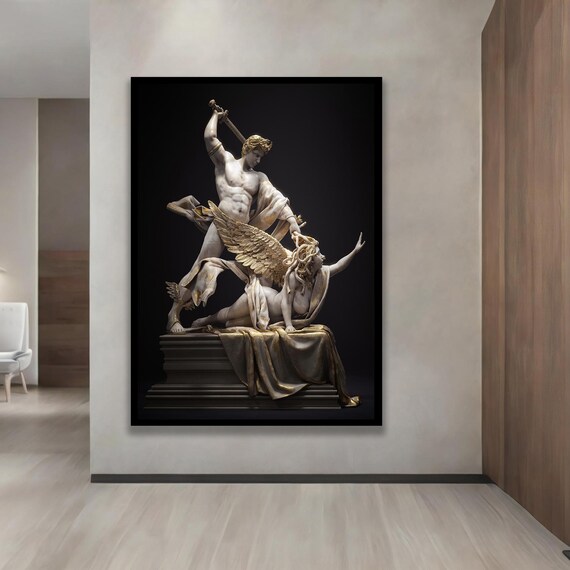 Perseus and Medusa Marble Sculpture Classical Mythology Dramatic Art Poster