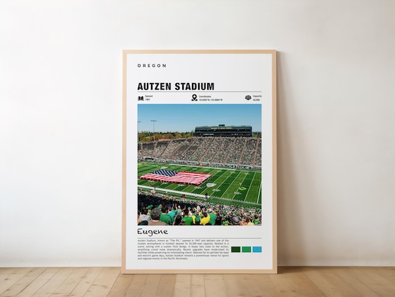 Autzen Stadium Eugene Oregon Ducks Football Game Day Sports Poster