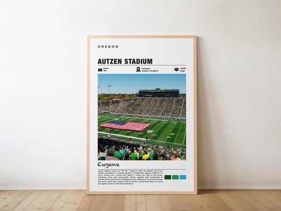 Autzen Stadium Print Oregon Poster Eugene Views Art Urban Charm Football Arena Sports Venue City Landmark