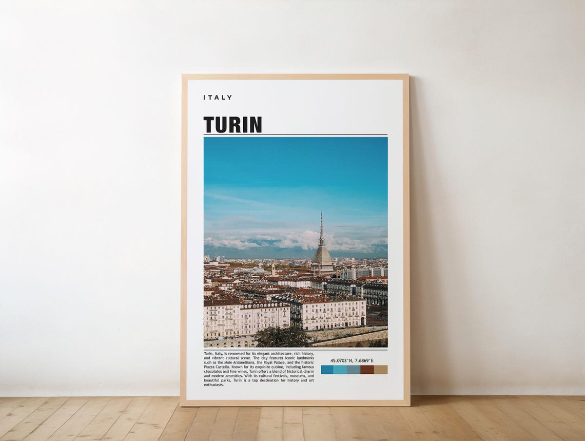 Turin Italy Mole Antonelliana Skyline Photo Travel Poster Europe