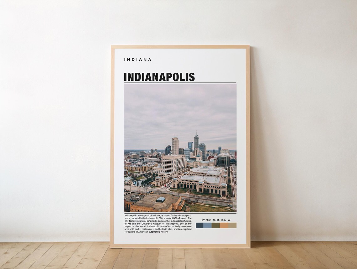 Indianapolis Indiana Downtown Skyline City Travel Photo Poster
