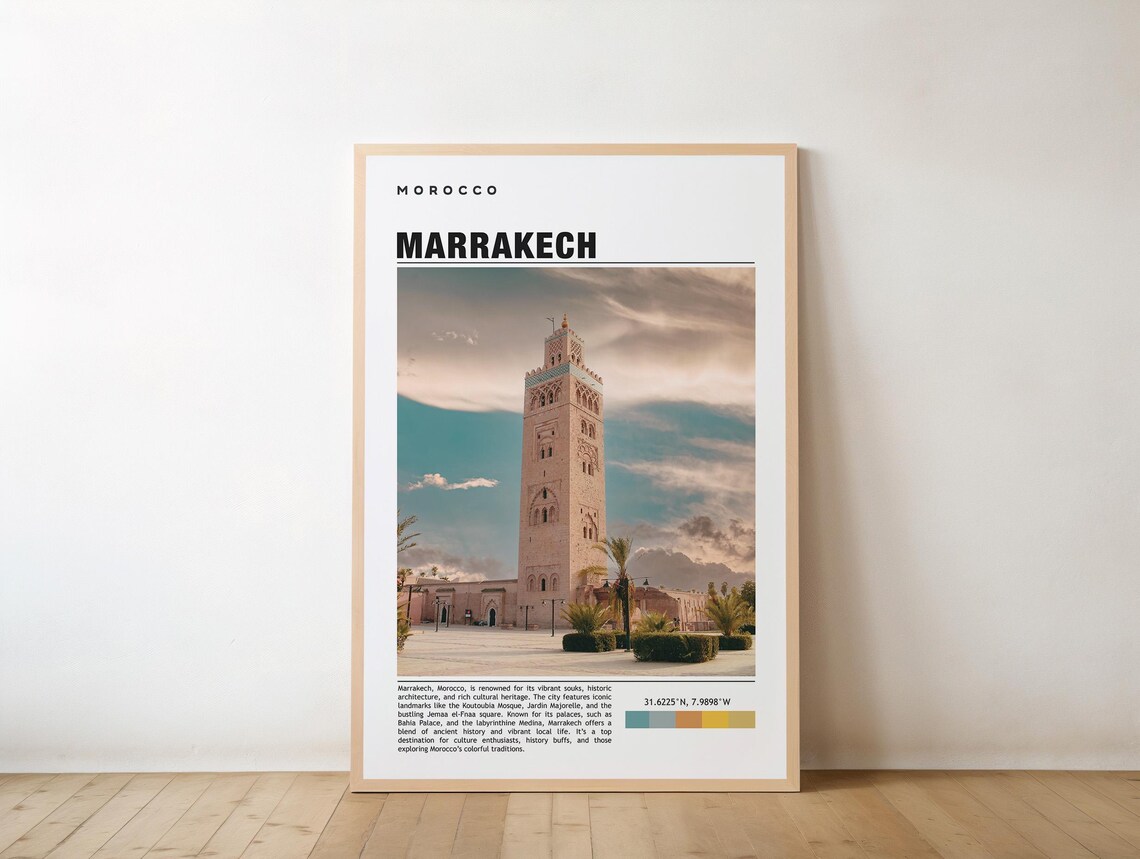 Marrakech Koutoubia Mosque Minaret Morocco Africa Travel Poster