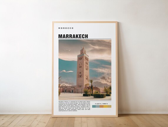 Marrakech Koutoubia Mosque Minaret Morocco Africa Travel Poster