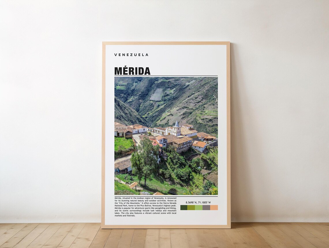 Merida Venezuela Andes Mountain Town Aerial View Photo Travel Poster
