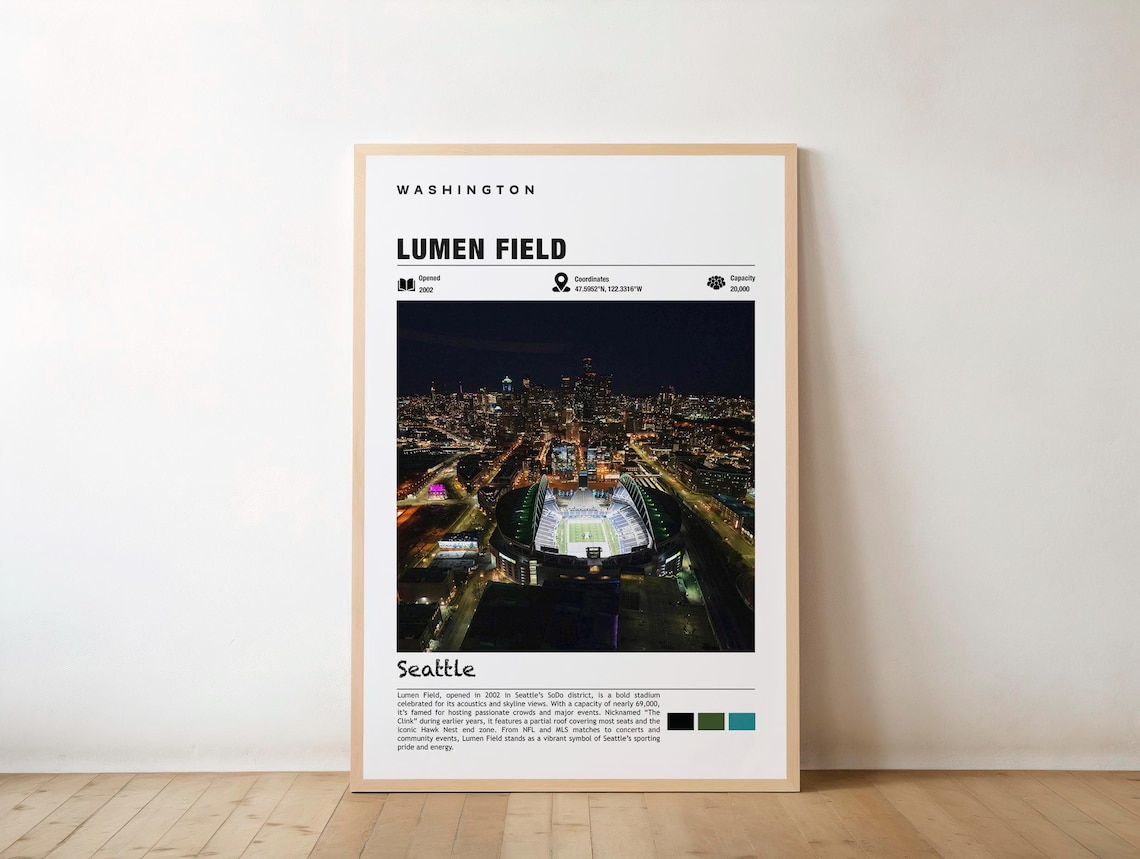 Lumen Field Football Poster Print, USA Sports