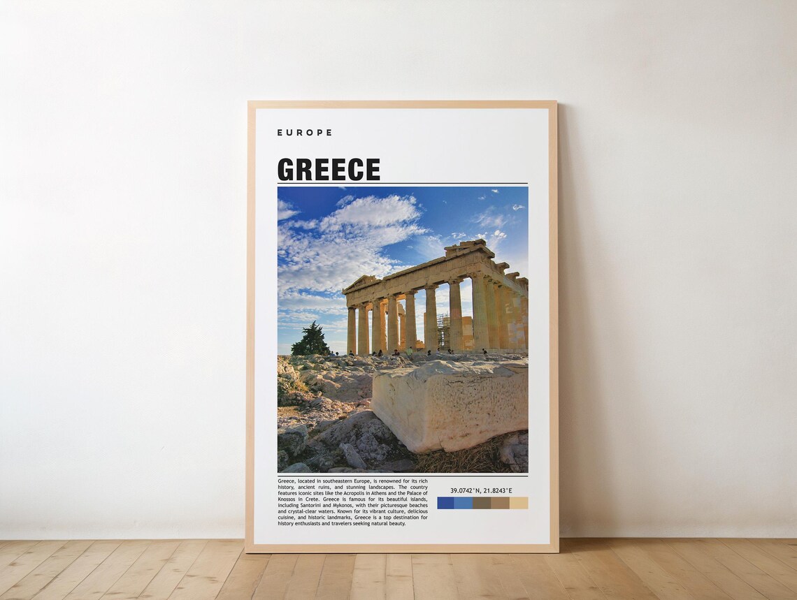 Greece Parthenon Athens Ancient Ruins Mediterranean Travel Poster