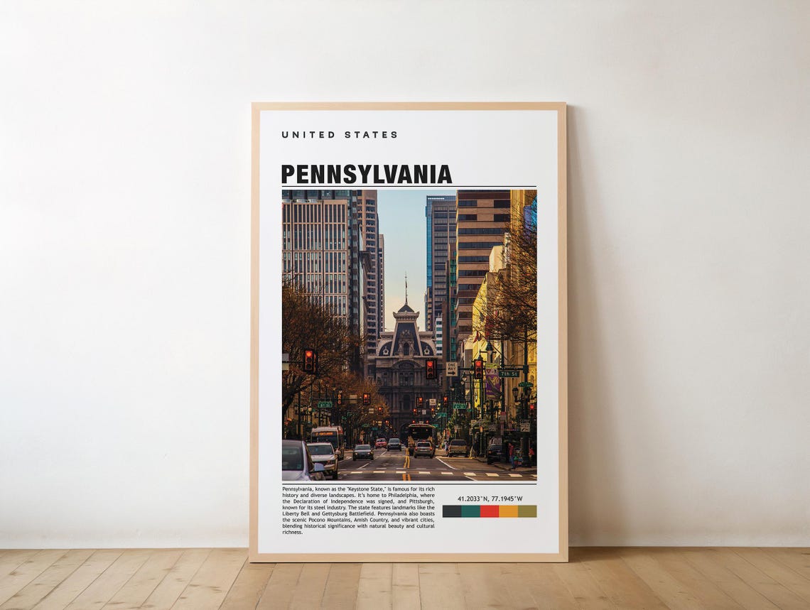 Pennsylvania Philadelphia Street Scene Minimalist Travel Print