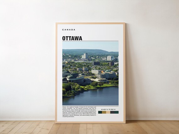 Ottawa Canada Capital City Skyline Over the River Travel Poster