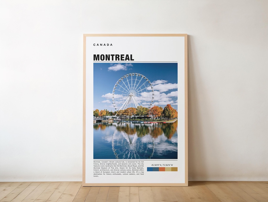 Montreal Canada Ferris Wheel Autumn Colors Photo Travel Poster