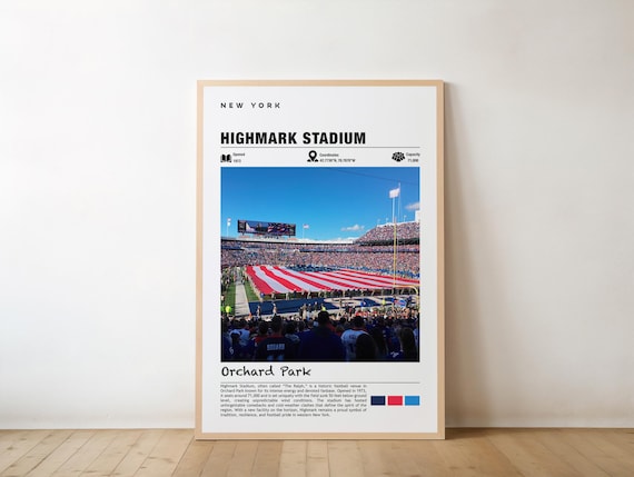 Highmark Stadium New York Football Venue Poster With American Flag Game Day