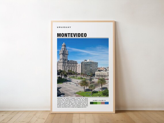 Montevideo Uruguay Historic Palace Avenue Palm Trees City Travel Poster