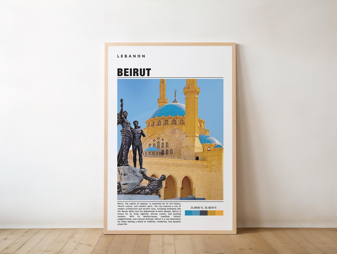 Beirut Lebanon Martyrs Square Mosque City Middle East Travel Poster