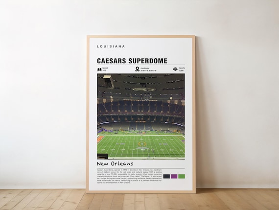 Caesars Superdome New Orleans Football Venue Poster With Iconic Dome Interior