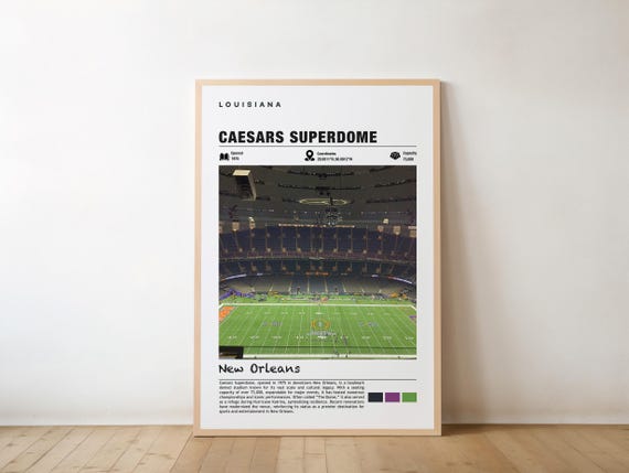 Superdome Print Louisiana Poster New Orleans Views Dome Art Urban Charm Beauty Sports Venue City Landmark Football Arena