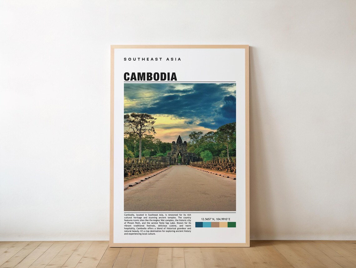Cambodia Angkor Wat Ancient Temple Road Photo Travel Poster Asia
