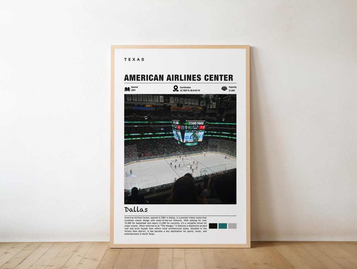Airlines Center Print Texas Poster Dallas Views Arena Art City Charm Aac Beauty Sports Venue Urban Scene