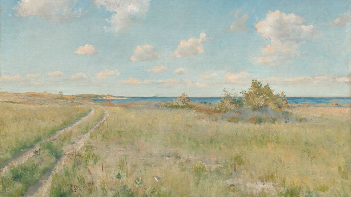 Vintage Ocean Landscape Painting, Coastal Art Print - Image 2