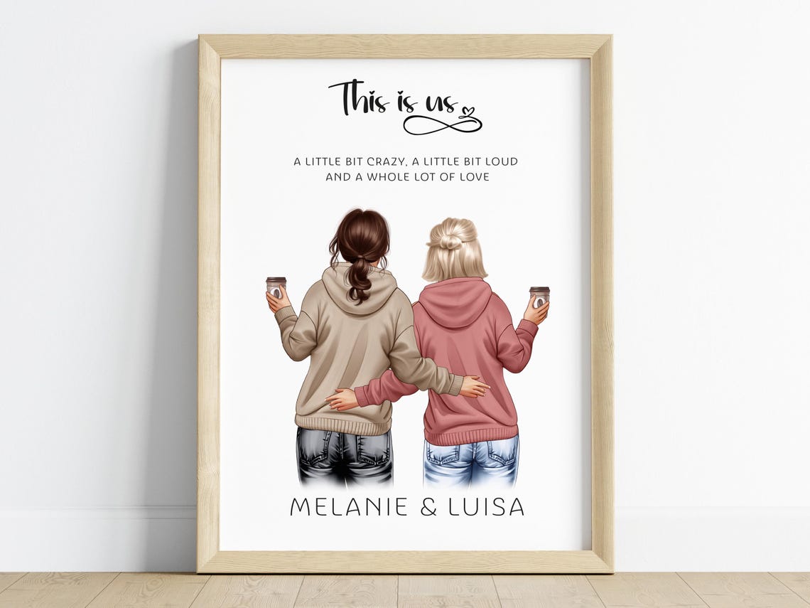 This Is Us Coffee Duo Personalized Best Friends Portrait Poster